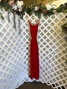 Frederick’s of Hollywood Red Sequin Open Back Maxi Dress Size 5/6 Evening